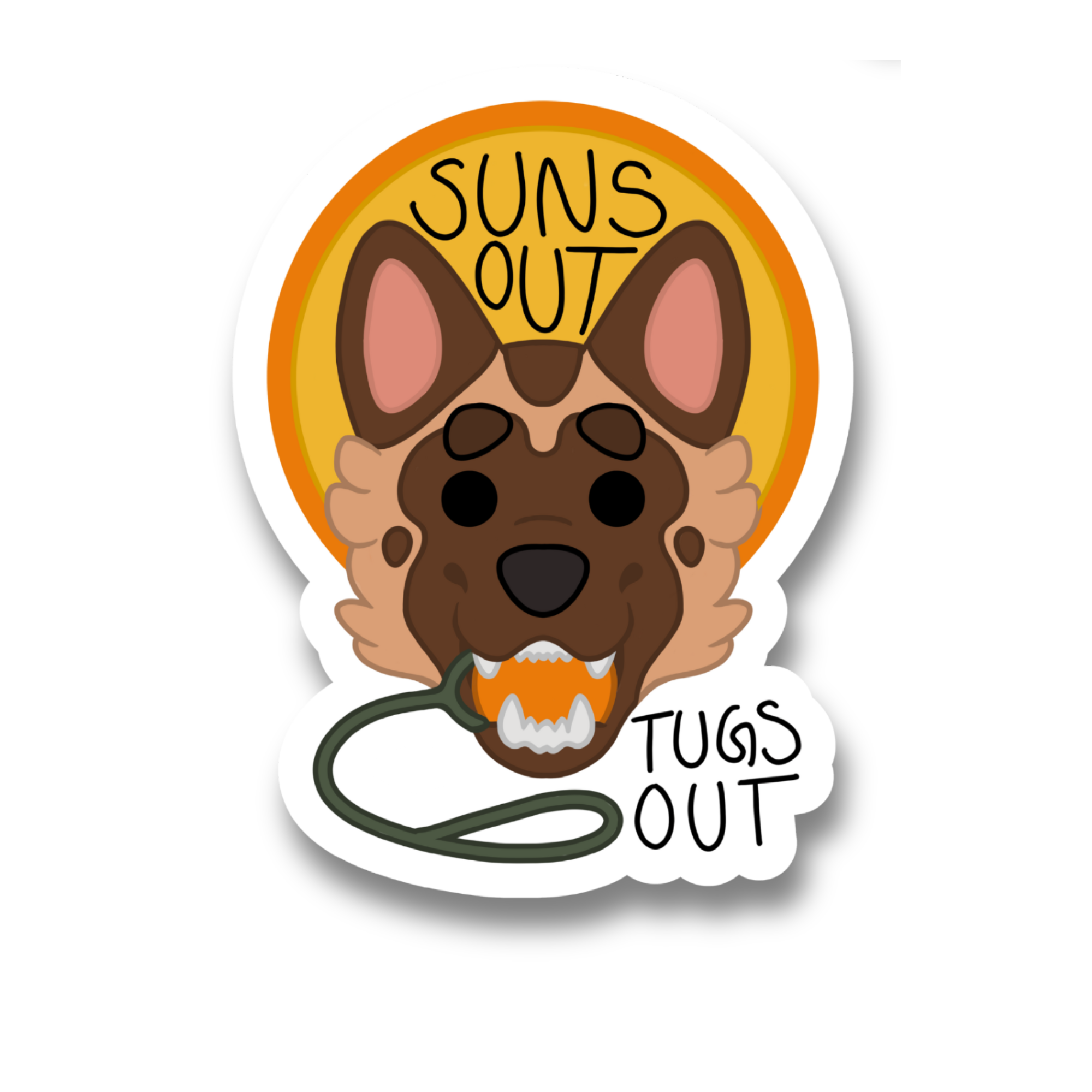 suns out tugs out dog sticker