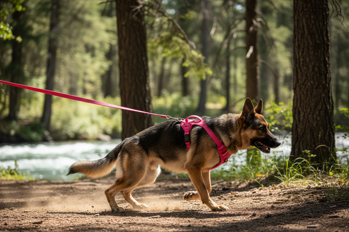 Heavy duty standard BioThane dog leash for a strong pulling dog