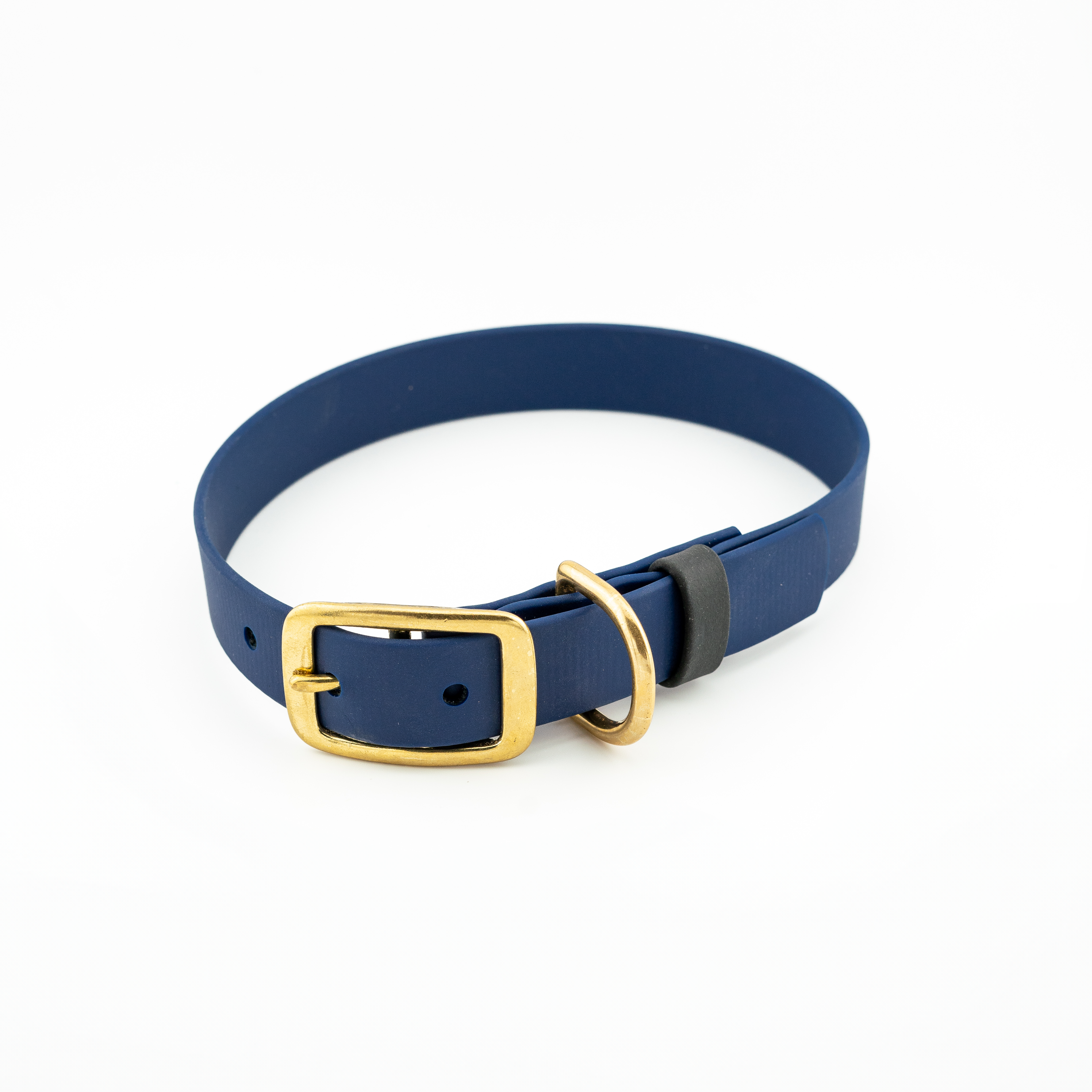 Voyager BioThane 1" adjustable blue dog collar with durable buckle, supporting True North GSD Rescue.